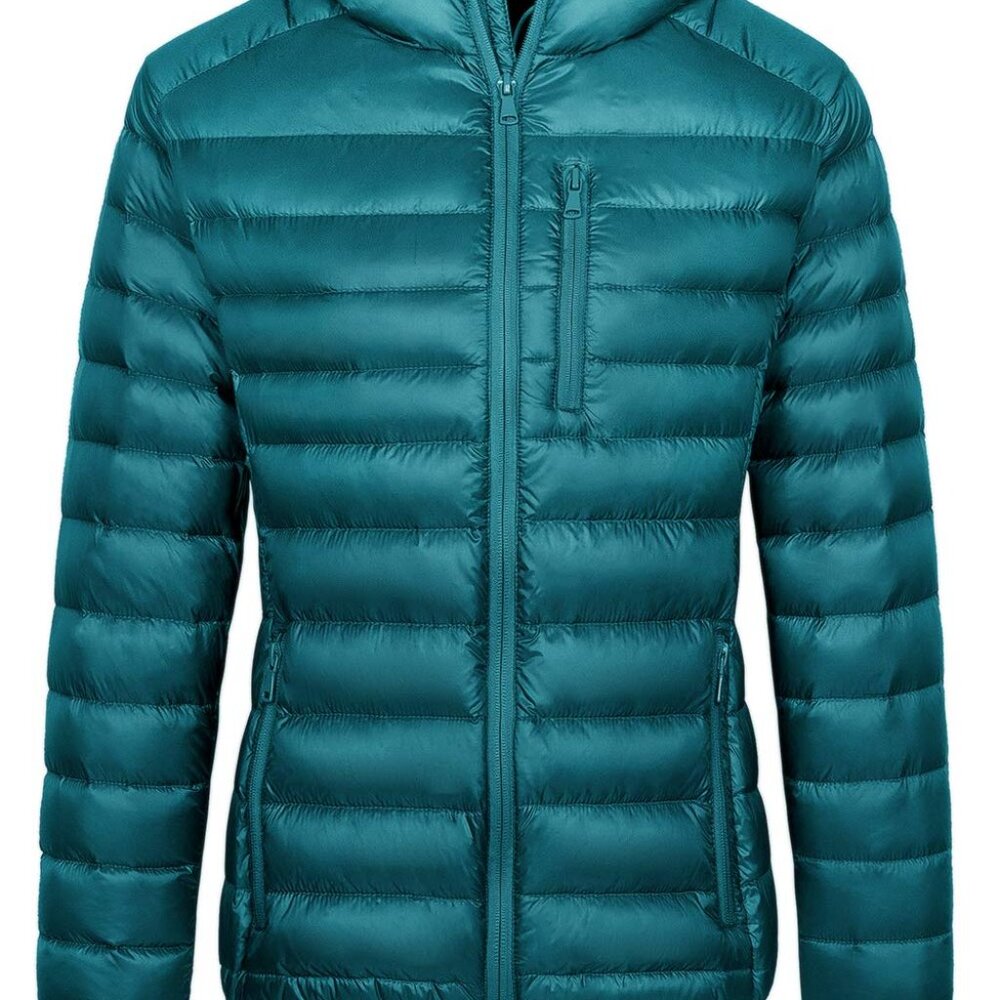 Packable Down Puffer Jacket Hooded Winter Coat Li… - image 1